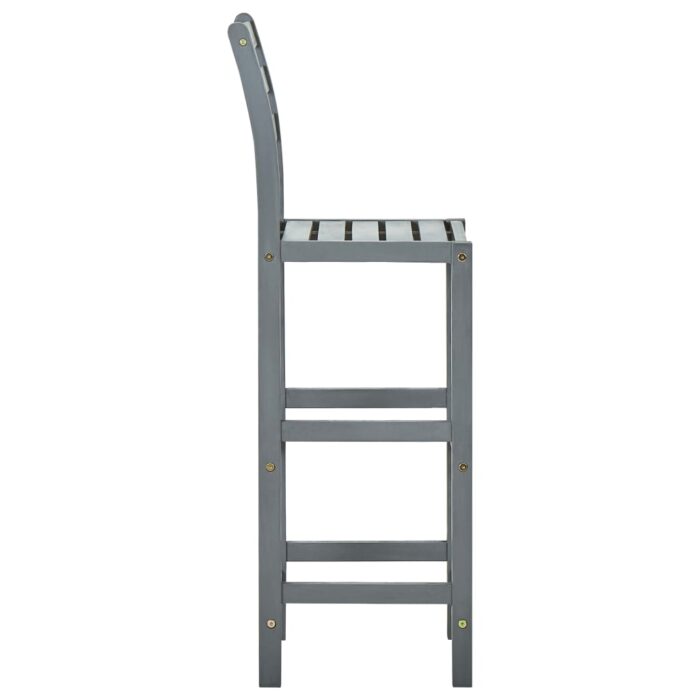 Tabourets de bar lot de 4 gris bois d'acacia massif – Image 3