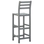 Tabourets de bar lot de 4 gris bois d'acacia massif – Image 4