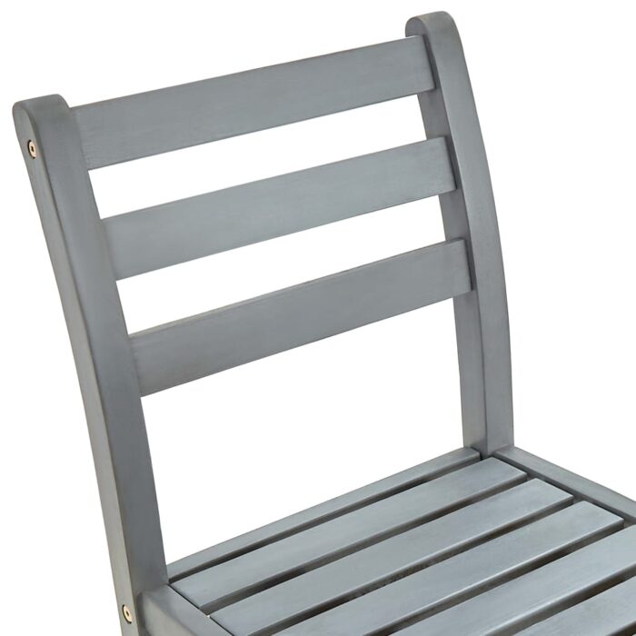 Tabourets de bar lot de 4 gris bois d'acacia massif – Image 5