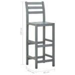 Tabourets de bar lot de 4 gris bois d'acacia massif – Image 6