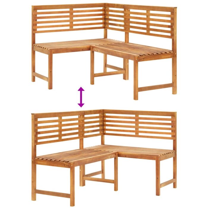 Banc d'angle de jardin 140 cm Bois solide d'acacia – Image 9