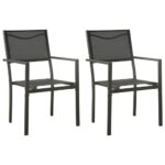 Chaises de jardin lot de 2 Textilène et acier Noir anthracite