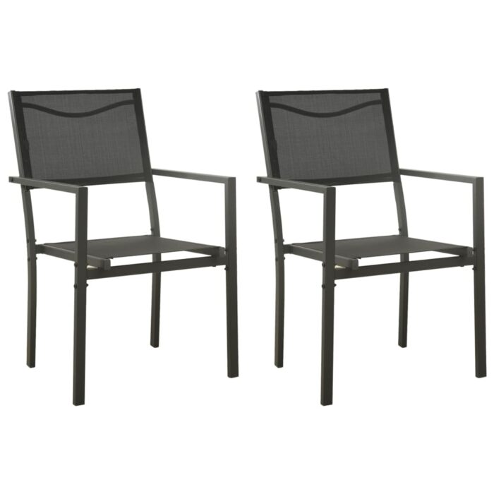 Chaises de jardin lot de 2 Textilène et acier Noir anthracite – Image 1