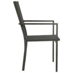 Chaises de jardin lot de 2 Textilène et acier Noir anthracite – Image 3