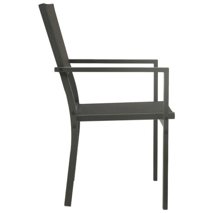 Chaises de jardin lot de 2 Textilène et acier Noir anthracite – Image 3