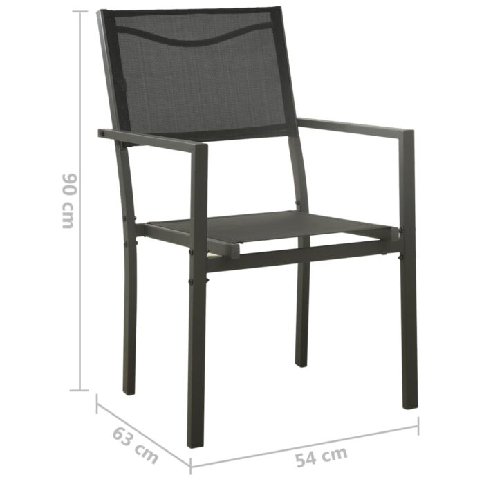 Chaises de jardin lot de 2 Textilène et acier Noir anthracite – Image 7