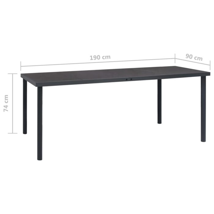 Table à dîner d'extérieur Anthracite 190x90x74 cm Acier – Image 5