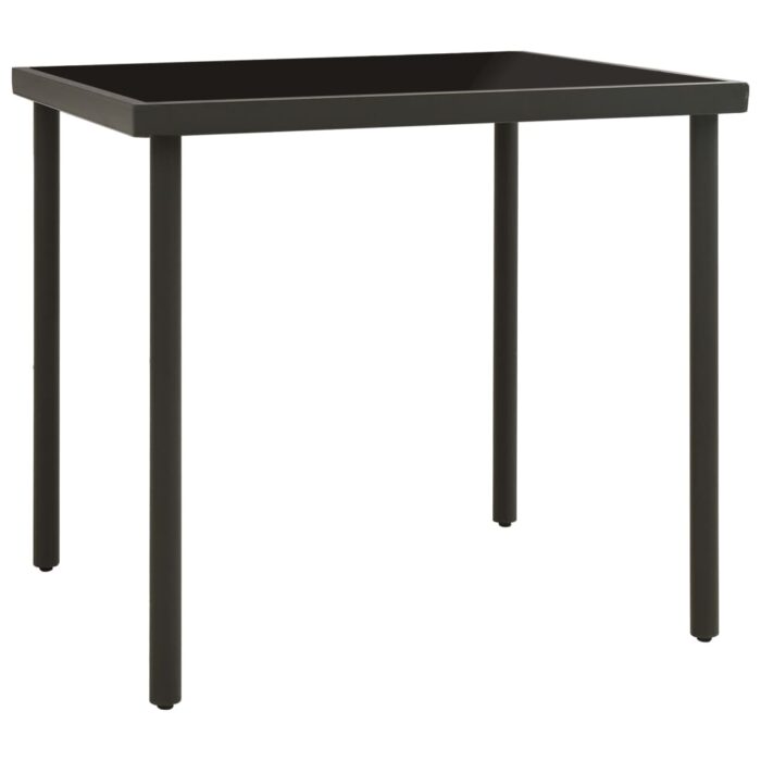 VXL8720286146309_a_en_hd_1.jpg Table à dîner d'extérieur Anthracite 80x80x72 cm Verre et acier – Image 1