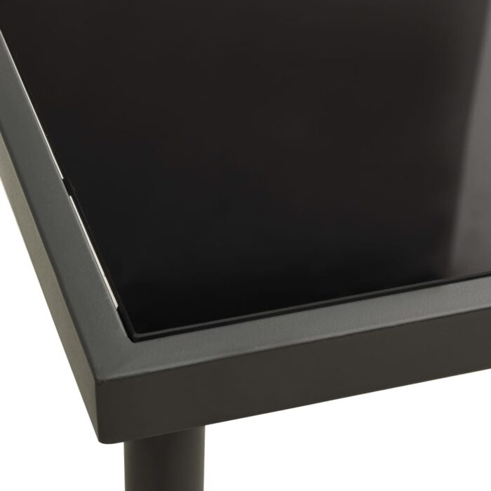 Table à dîner d'extérieur Anthracite 80x80x72 cm Verre et acier – Image 2