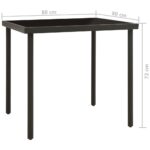 Table à dîner d'extérieur Anthracite 80x80x72 cm Verre et acier – Image 3