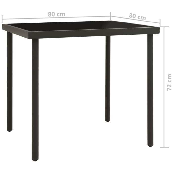 Table à dîner d'extérieur Anthracite 80x80x72 cm Verre et acier – Image 3