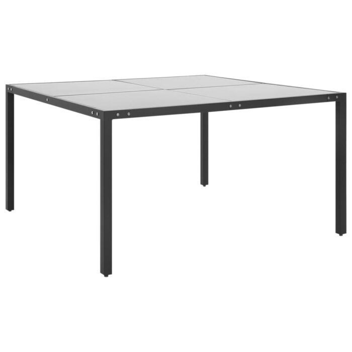 Table de jardin Anthracite 130x130x72 cm Acier et verre – Image 1