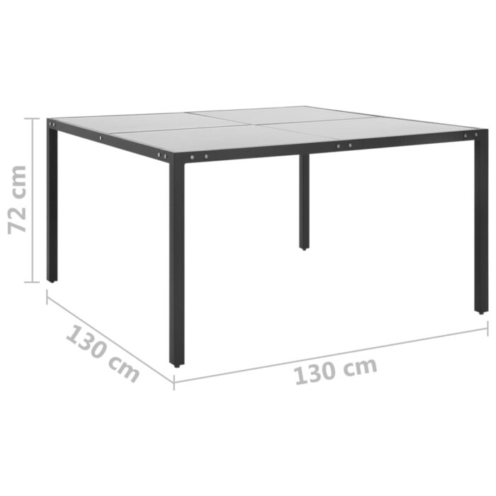 Table de jardin Anthracite 130x130x72 cm Acier et verre – Image 3
