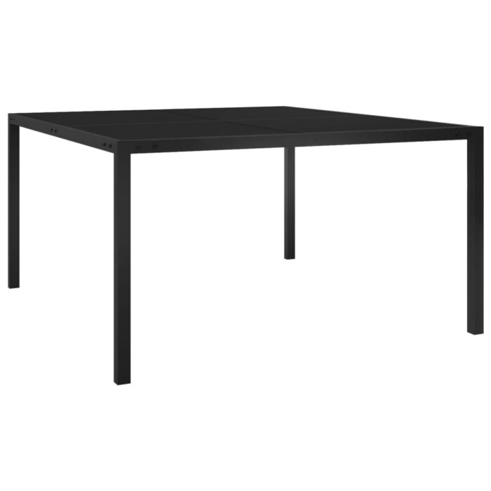 VXL8720286146378_a_en_hd_1.jpg Table de jardin 130x130x72 cm Noir Acier et verre – Image 1