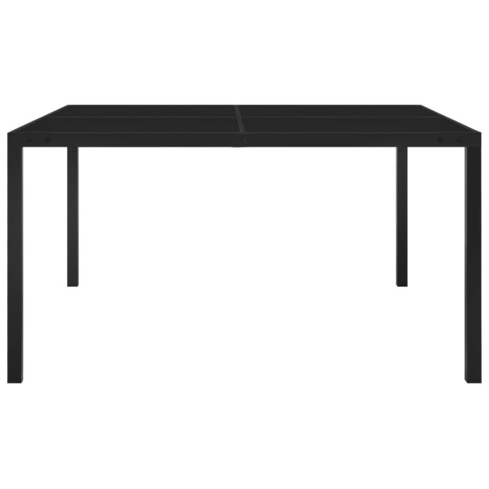 Table de jardin 130x130x72 cm Noir Acier et verre – Image 2