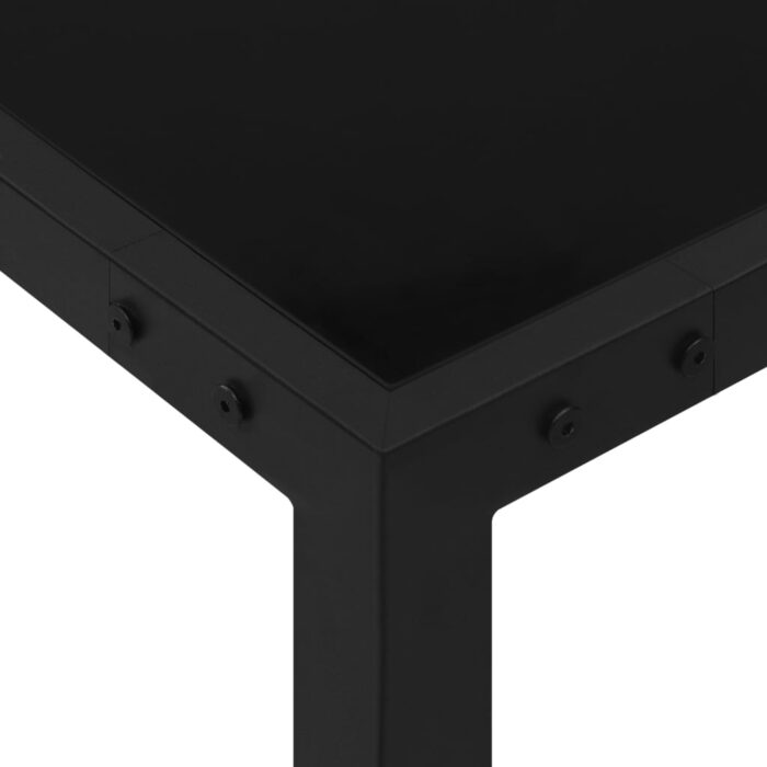 Table de jardin 130x130x72 cm Noir Acier et verre – Image 3