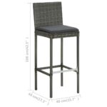 Tabourets de bar de jardin et coussins lot de 2 résine tressée – Image 8