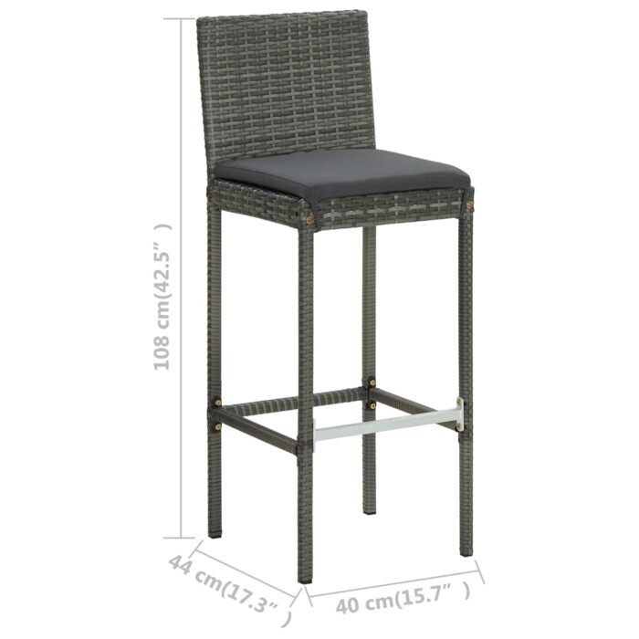 Tabourets de bar de jardin et coussins lot de 2 résine tressée – Image 8