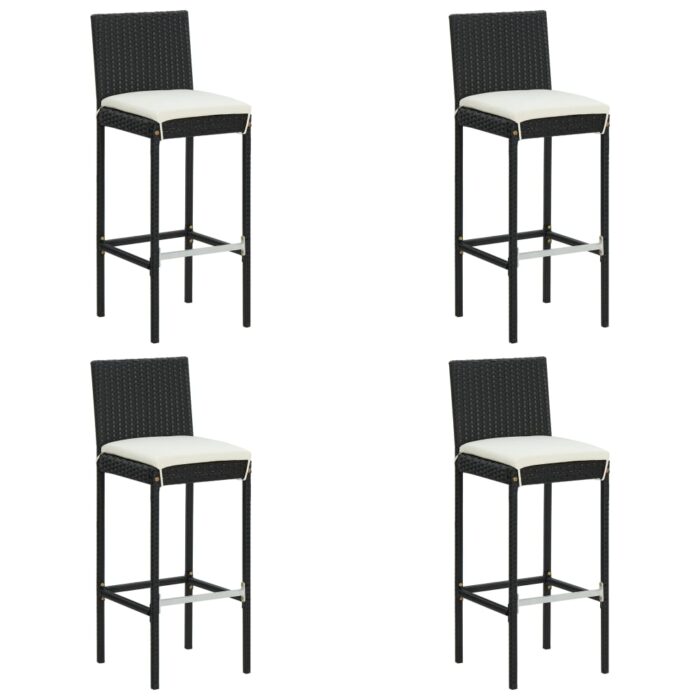 Tabourets de bar de jardin et coussins lot de 4 résine tressée – Image 1