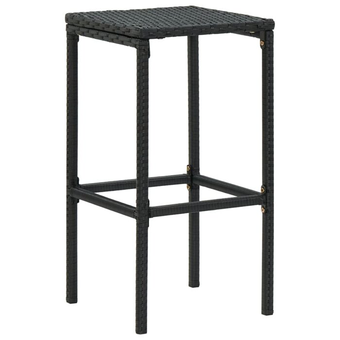 Tabourets de bar avec coussins lot de 2 noir résine tressée – Image 2