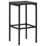 Tabourets de bar avec coussins lot de 4 noir résine tressée – Image 2