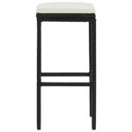 Tabourets de bar avec coussins lot de 4 noir résine tressée – Image 3