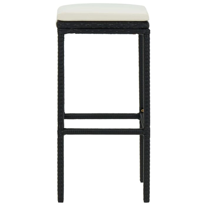 Tabourets de bar avec coussins lot de 4 noir résine tressée – Image 3