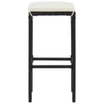 Tabourets de bar avec coussins lot de 4 noir résine tressée – Image 4