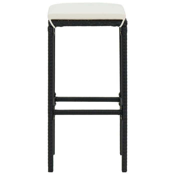 Tabourets de bar avec coussins lot de 4 noir résine tressée – Image 4