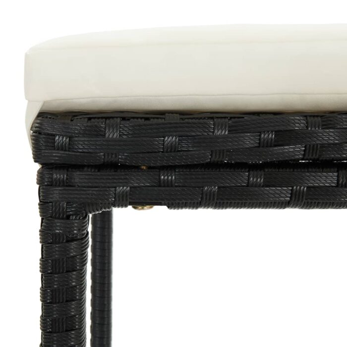 Tabourets de bar avec coussins lot de 4 noir résine tressée – Image 5