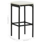 Tabourets de bar avec coussins lot de 4 noir résine tressée – Image 7