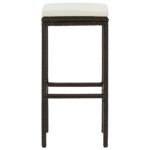 Tabourets de bar avec coussins lot de 6 marron résine tressée – Image 3