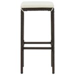 Tabourets de bar avec coussins lot de 6 marron résine tressée – Image 4