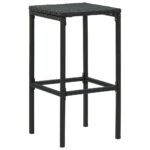 Tabourets de bar avec coussins lot de 6 noir résine tressée – Image 2
