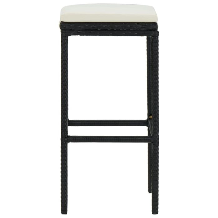 Tabourets de bar avec coussins lot de 6 noir résine tressée – Image 3