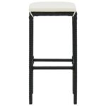 Tabourets de bar avec coussins lot de 6 noir résine tressée – Image 4