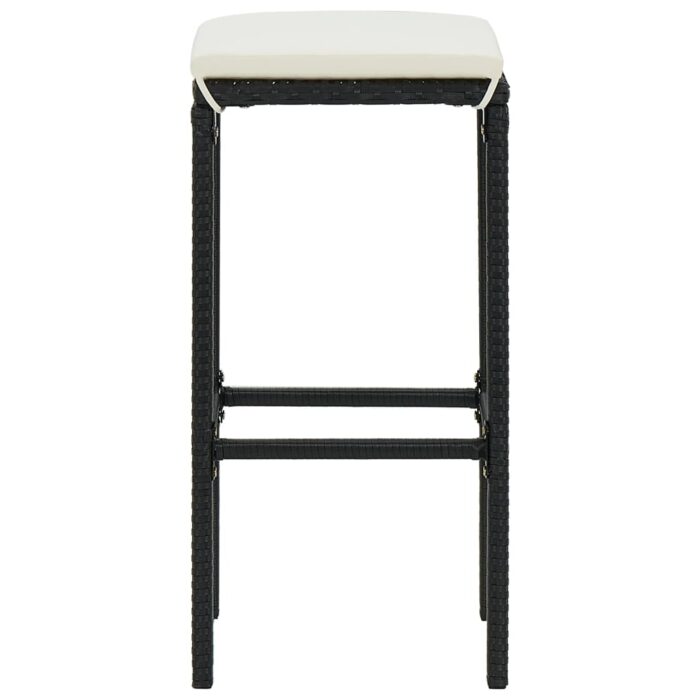 Tabourets de bar avec coussins lot de 6 noir résine tressée – Image 4