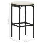Tabourets de bar avec coussins lot de 6 noir résine tressée – Image 7