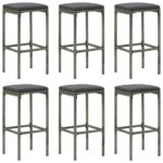Tabourets de bar avec coussins lot de 6 gris résine tressée