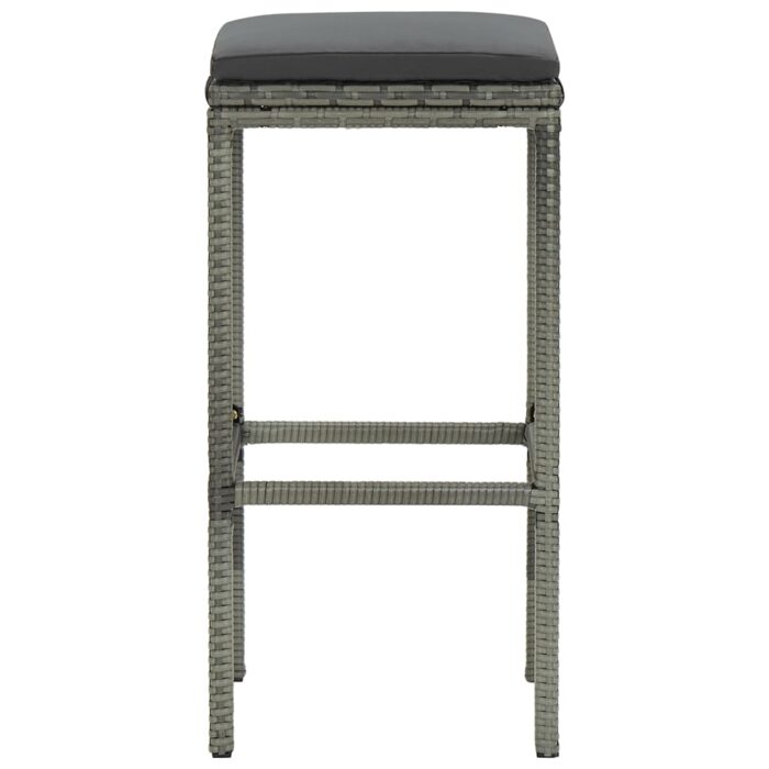 Tabourets de bar avec coussins lot de 6 gris résine tressée – Image 3
