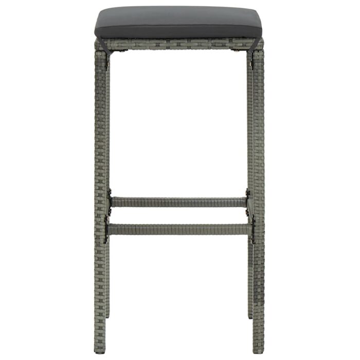 Tabourets de bar avec coussins lot de 6 gris résine tressée – Image 4