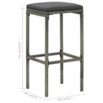 Tabourets de bar avec coussins lot de 6 gris résine tressée – Image 7