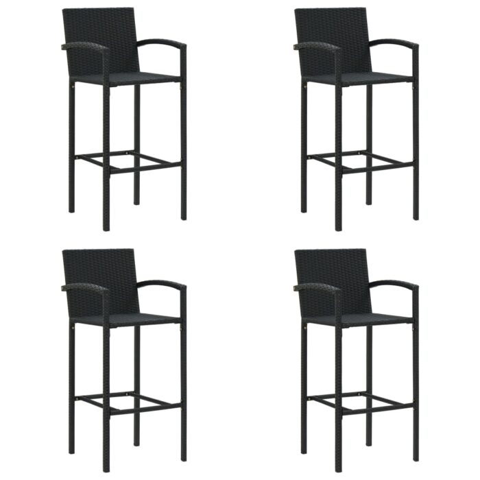 Tabourets de bar lot de 4 noir résine tressée – Image 1