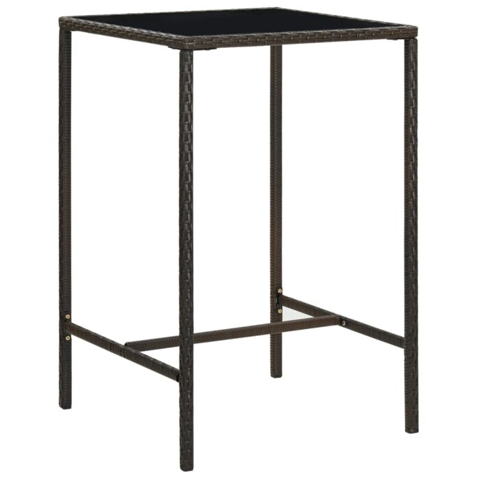 Table de bar de jardin Marron 70x70x110 cm Résine tressée verre – Image 1