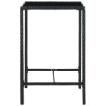 Table de bar de jardin Noir 70x70x110cm Résine tressée et verre – Image 2