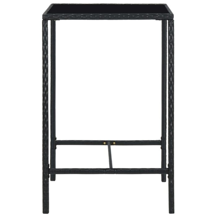 Table de bar de jardin Noir 70x70x110cm Résine tressée et verre – Image 2