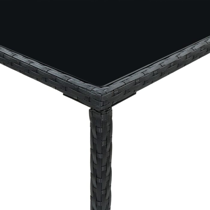 Table de bar de jardin Noir 70x70x110cm Résine tressée et verre – Image 4