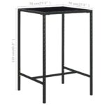Table de bar de jardin Noir 70x70x110cm Résine tressée et verre – Image 5