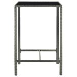 Table de bar de jardin Gris 70x70x110cm Résine tressée et verre – Image 2
