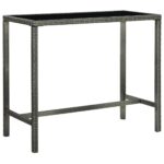 Table bar de jardin Gris 130x60x110 cm Résine tressée et verre